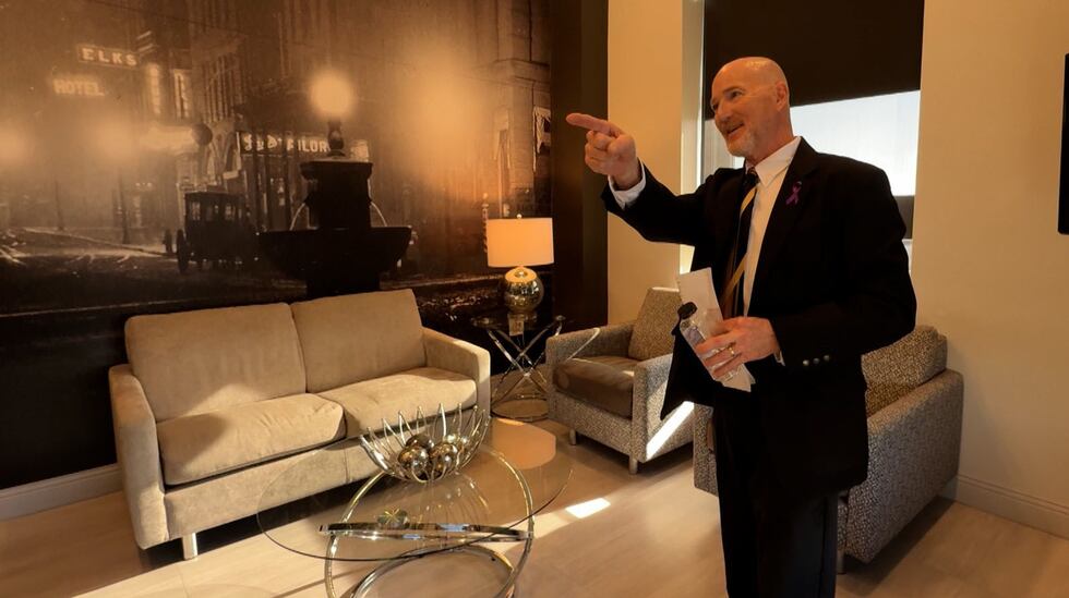 Hotel on Phillips front desk manager Phil Zea explains the historic photograph of downtown...