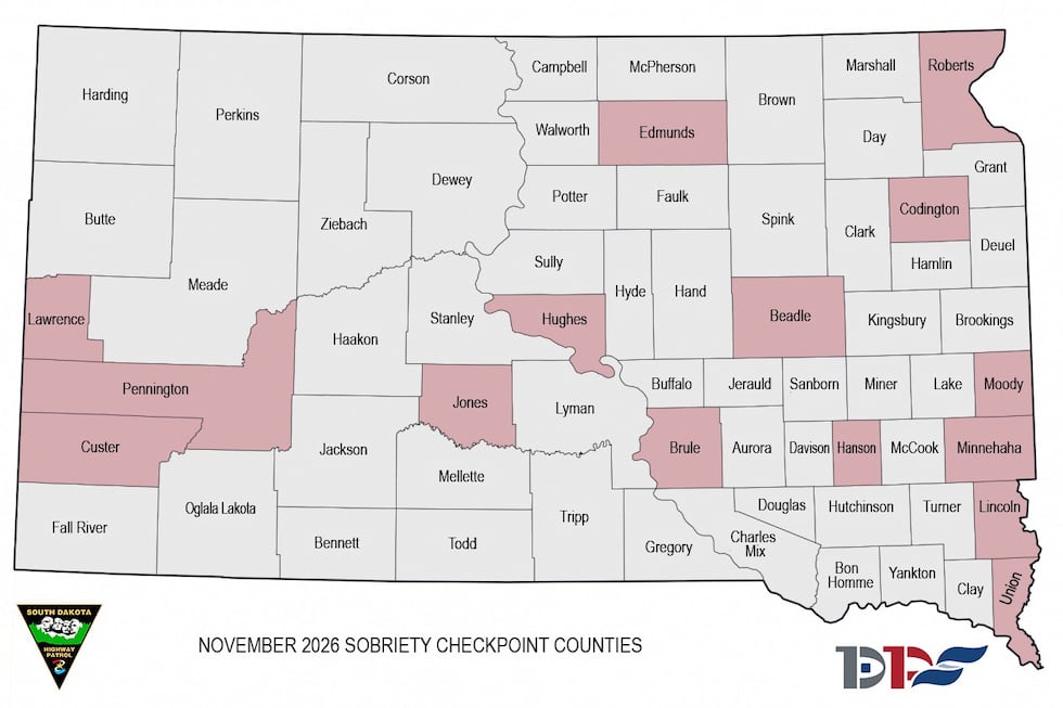 South Dakota Highway Patrol announces November sobriety checkpoints