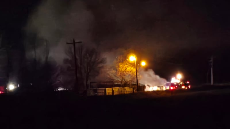 Picture taken off of Highway 16 of the fire at Reptile Gardens